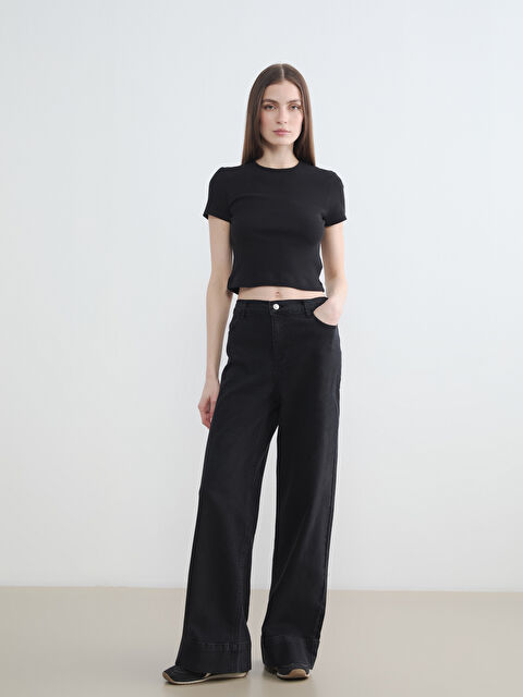 LCWAIKIKI Classic Beli Lastikli Wideleg Kadın Jean Pantolon - S6KU34Z8-J0F