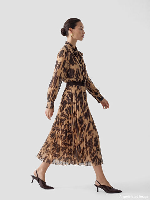 LCWAIKIKI Classic Beli Lastikli Desenli Şifon Pileli Etek - S6KU47Z8-LQY