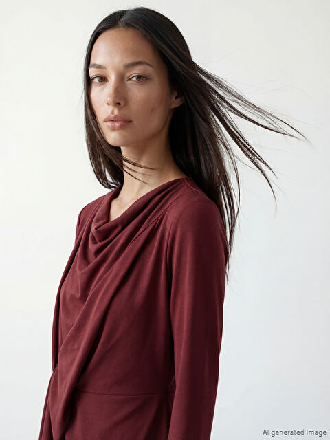 LCWAIKIKI Classic Dökümlü Yaka Büzgülü Bluz - S6KU48Z8-3AK