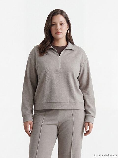 LCWAIKIKI Classic High Neck Patterned Soft Touch Women's Sweatshirt - S6KU75Z8-D5Q