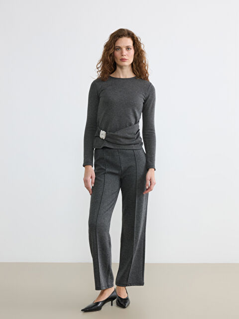 LCWAIKIKI Classic Loose Fit Desenli Kadın Pileli Pantolon - S6KV29Z8-D3A