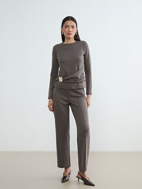 LCWAIKIKI Classic Loose Fit Desenli Kadın Pileli Pantolon - S6KV29Z8-L9M