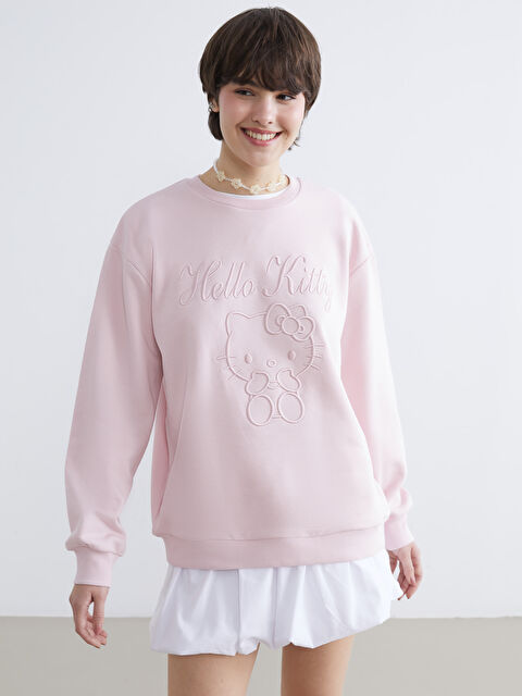 XSIDE Hello Kitty Nakışlı Oversize Kadın Kalın Sweatshirt - S6KV37Z8-CUK