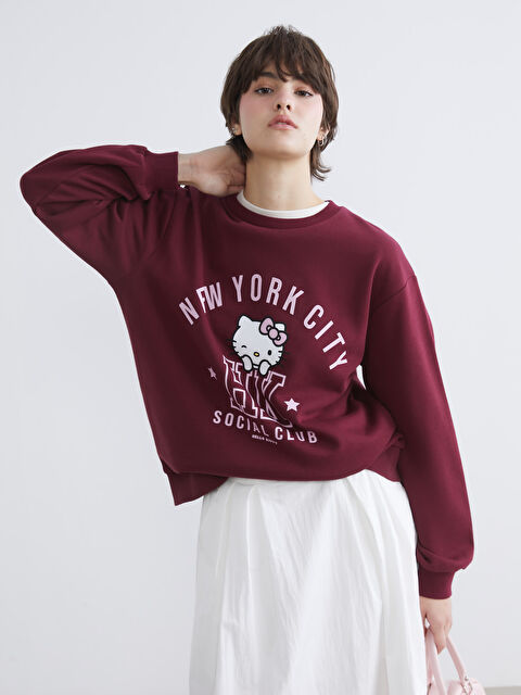 XSIDE Hello Kitty Baskılı Kadın Kalın Sweatshirt - S6KV40Z8-92F