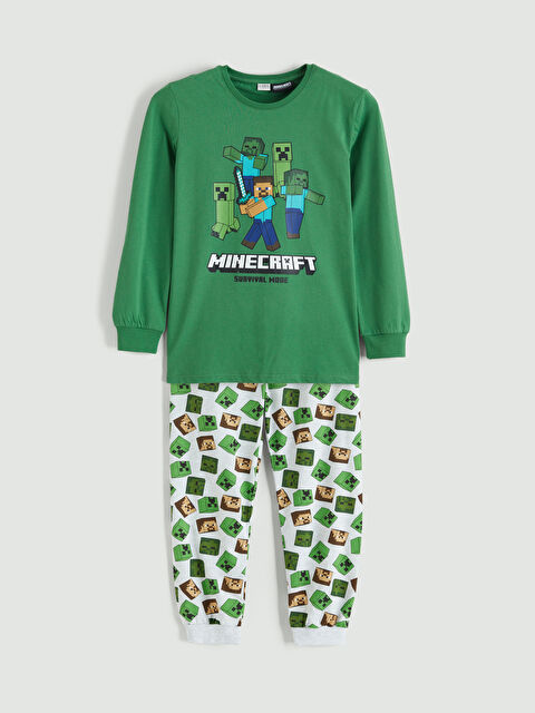 LCW Kids Minecraft Baskılı Erkek Çocuk Pijama Takımı - S6KV99Z4-H7Y