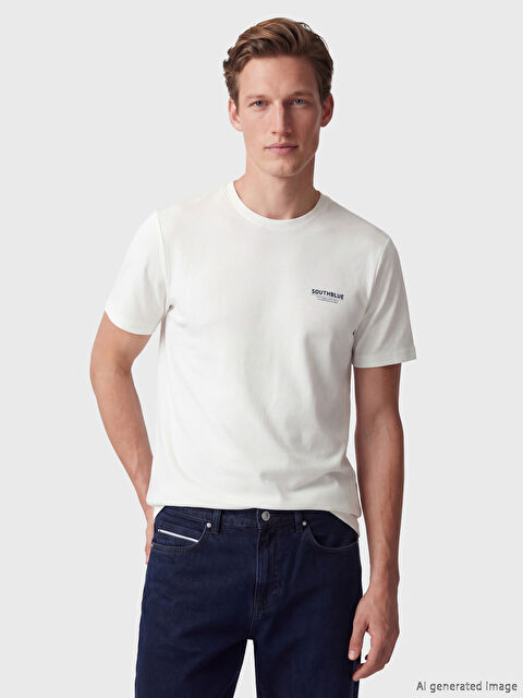 SOUTHBLUE Bisiklet Yaka Baskılı Erkek Tişört