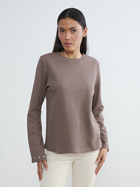 LCWAIKIKI Classic Bisiklet Yaka İnci Detaylı Bluz - S6KY36Z8-D4N