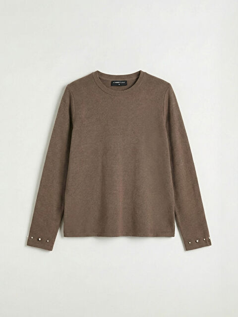 LCWAIKIKI Classic Bisiklet Yaka İnci Detaylı Bluz - S6KY36Z8-D4N