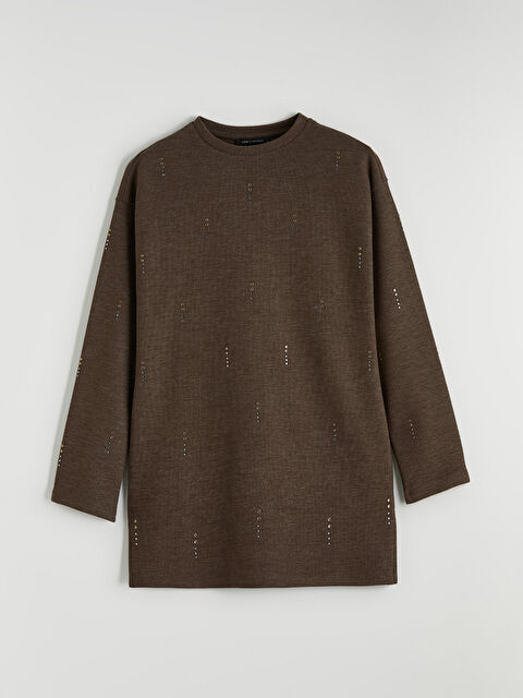 LCWAIKIKI Classic Soft Touch Taşlı Kadın Sweatshirt Tunik	 - S6KY42Z8-D2Y