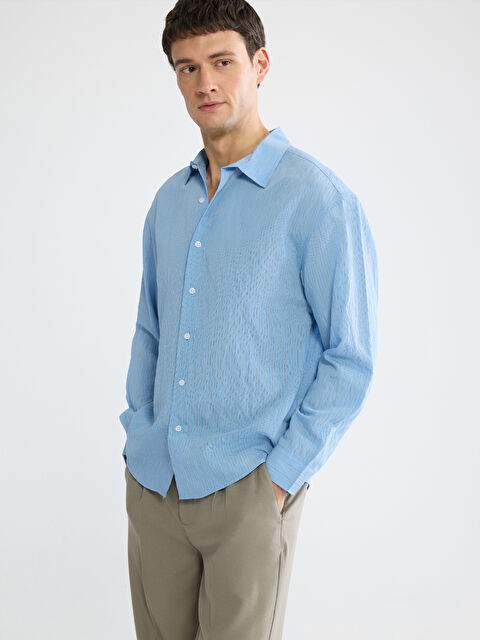 LCW Vision Regular Fit Çizgili Erkek Gömlek - S6KY53Z8-LEN