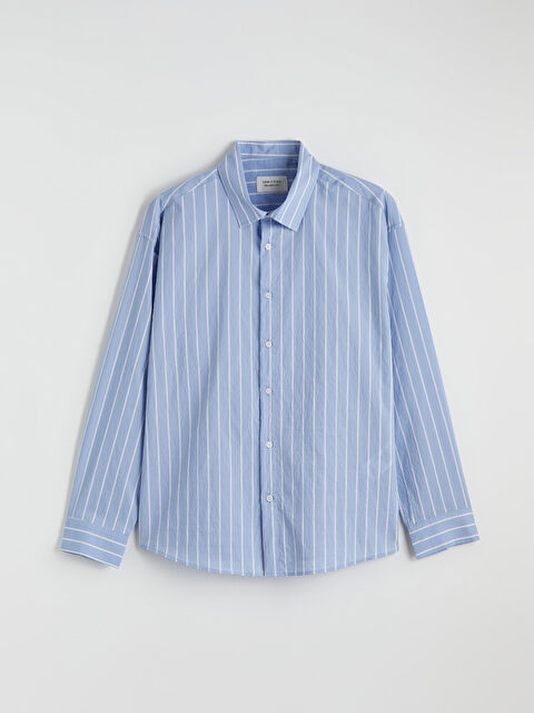 LCW Vision Regular Fit Çizgili Poplin Erkek Gömlek - S6KY54Z8-LEN