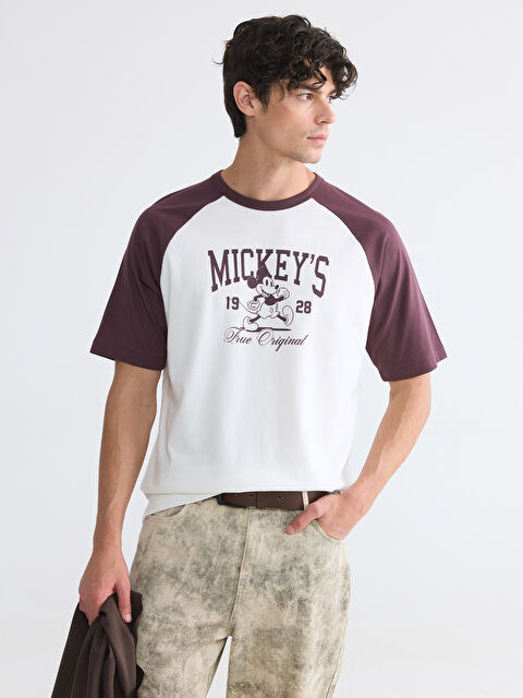 XSIDE Bisiklet Yaka Mickey Mouse Baskılı Erkek Tişört