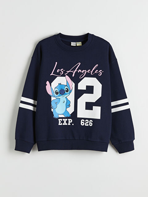 LCW Kids Stitch Baskılı Kız Çocuk Sweatshirt - S6KY98Z4-HRC