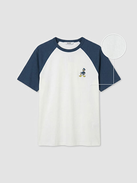 XSIDE Bisiklet Yaka Donald Duck Nakışlı Erkek Tişört