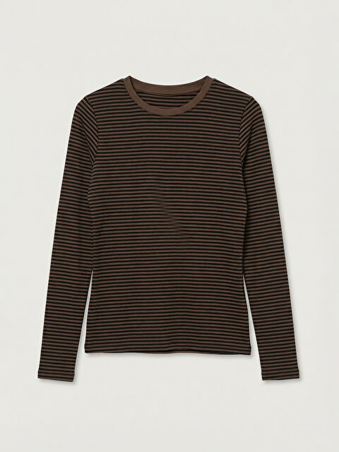 LCWAIKIKI Basic Bisiklet Yaka Çizgili Kadın Body - S6L034Z8-LEX