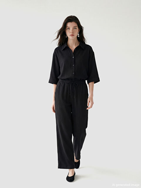 LCW Comfort Beli Lastikli Dokulu Kadın Pantolon - S6L067Z8-CVL