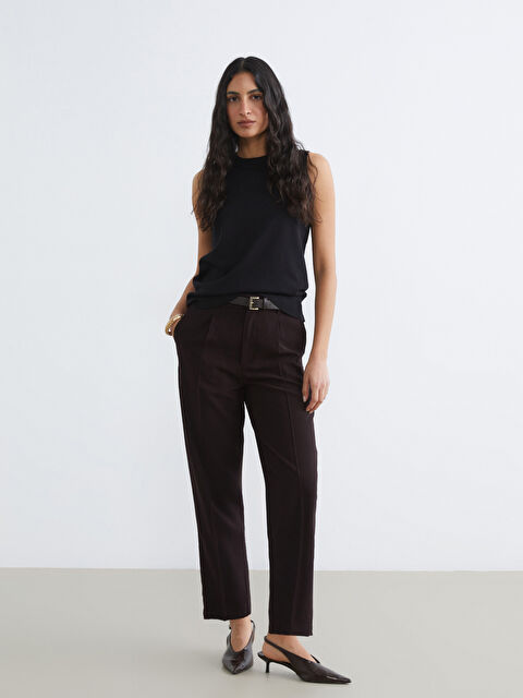 LCW Modest Beli Kemerli Kadın Pileli Pantolon - S6L073Z8-DJ7