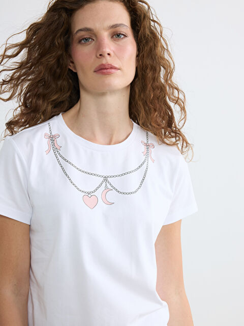 LCW ECO Bisiklet Yaka Baskılı Kadın Tişört - S6L076Z8-J5E