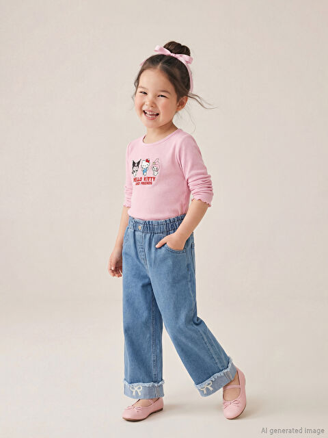 LCW Kids Wide Leg Kız Çocuk Jean Pantolon - S6L102Z1-507