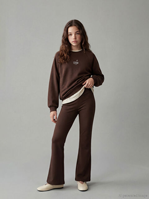 LCW Kids New York Baskılı Kız Çocuk Soft Touch Sweatshirt ve Tayt - S6L106Z4-JTW