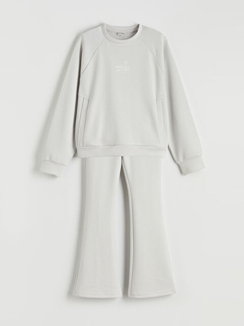 LCW Kids New York Baskılı Kız Çocuk Soft Touch Sweatshirt ve Tayt - S6L106Z4-G6V