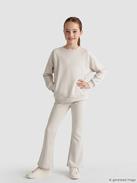 LCW Kids New York Baskılı Kız Çocuk Soft Touch Sweatshirt ve Tayt - S6L106Z4-G6V