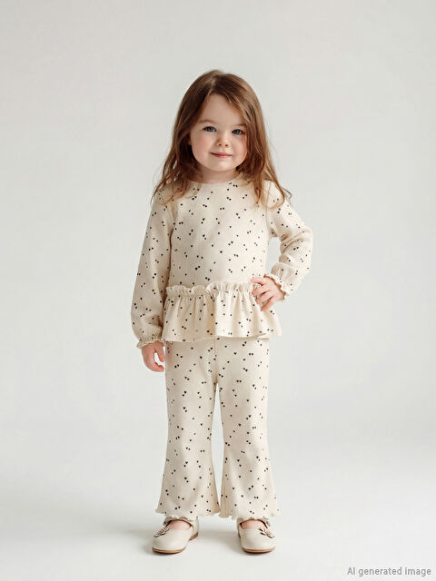 LCW baby Bisiklet Yaka Kalp Desenli Kız Bebek Takım - S6L109Z1-LQB