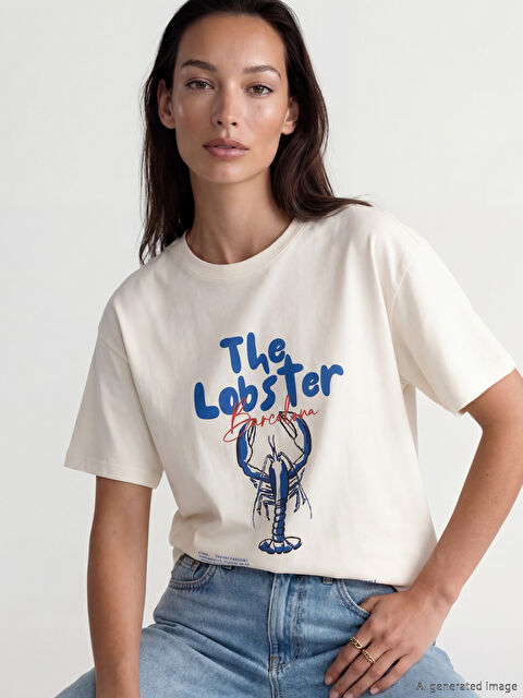 LC WAIKIKI Bisiklet Yaka Baskılı Kadın Tişört - S6L121Z8-FDU