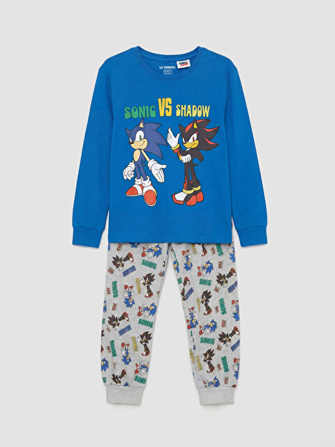 LCW Kids Sonic Baskılı Bisiklet Yaka Erkek Çocuk Pijama Takım - S6L201Z4-JUF