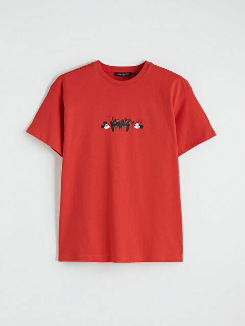 LCW Comfort Bisiklet Yaka Mickey Mouse Baskılı Kadın Tişört - S6L233Z8-GZX