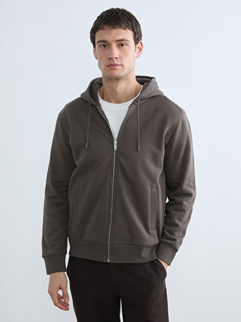 LCW Vision Kapüşonlu Standard Fit Erkek Fermuarlı Sweatshirt - S6L236Z8-HCJ