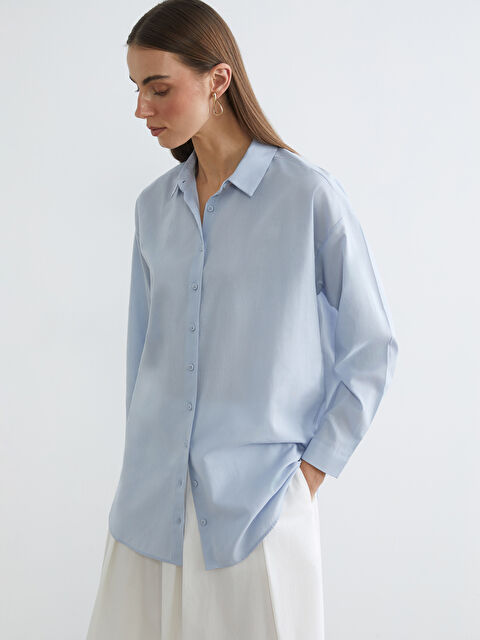 LC WAIKIKI Dokulu Gabardin Kadın Gömlek - S6L239Z8-M0T