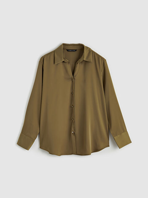 LCWAIKIKI Classic Loose Fit Saten Kadın Gömlek - S6L241Z8-2QJ