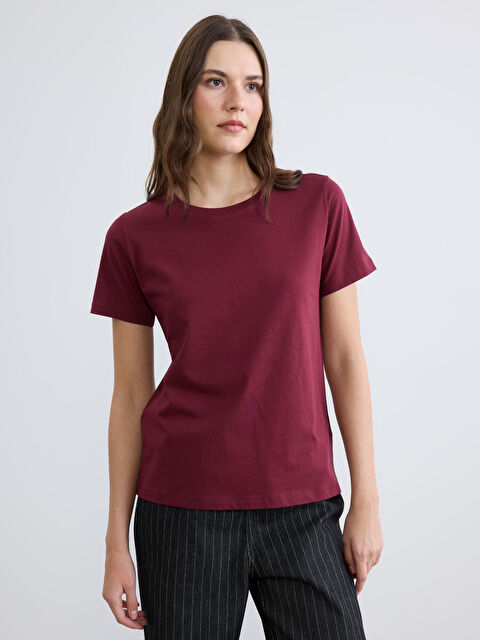 LC WAIKIKI Bisiklet Yaka Kadın Tişört - S6L253Z8-HRW