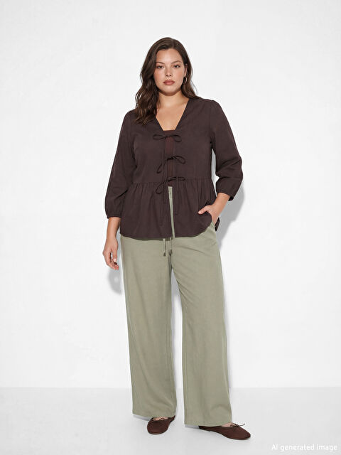 LCW Comfort Beli Lastikli Geniş Paça Kadın Pantolon - S6L259Z8-HRV