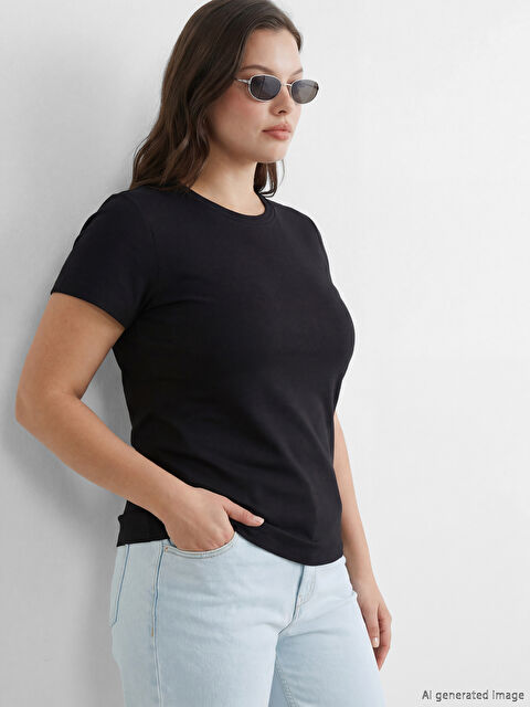 LCW EVERYDAY Bisiklet Yaka Soft Touch Kadın Tişört	 - S6L266Z8-CVL