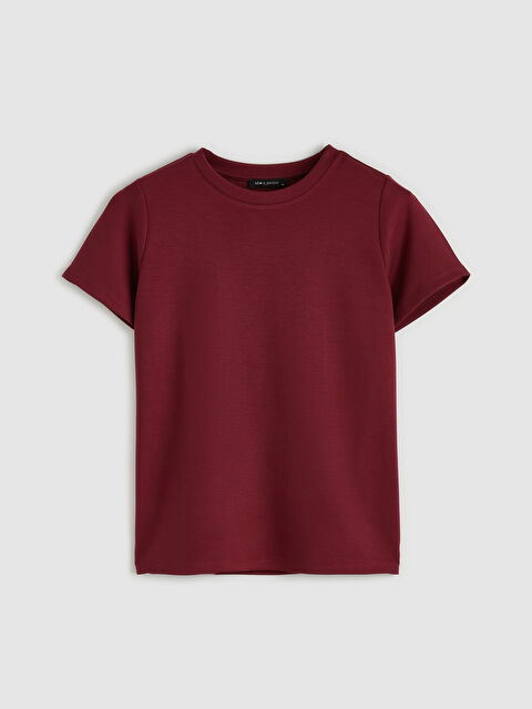 LCWAIKIKI Basic Bisiklet Yaka Soft Touch Kadın Tişört - S6L266Z8-HJE