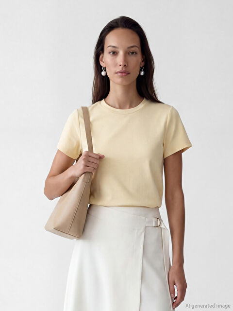 LCW EVERYDAY Bisiklet Yaka Soft Touch Kadın Tişört	 - S6L266Z8-FZ5