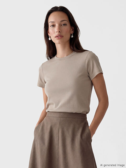 LCW EVERYDAY Bisiklet Yaka Soft Touch Kadın Tişört	 - S6L266Z8-QYZ