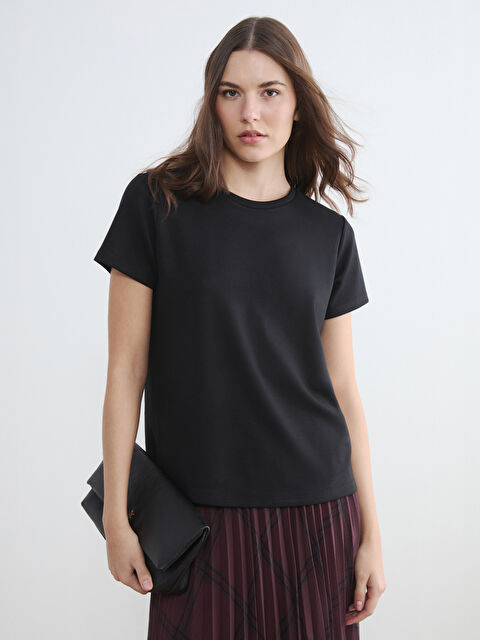 LCW ECO Bisiklet Yaka Soft Touch Kadın Tişört - S6L302Z8-CVL