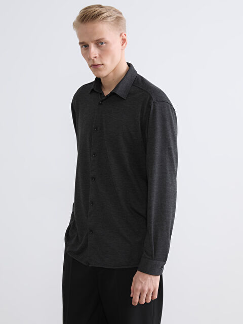 LCW Vision Regular Fit Erkek Dokulu Gömlek - S6L432Z8-L8N