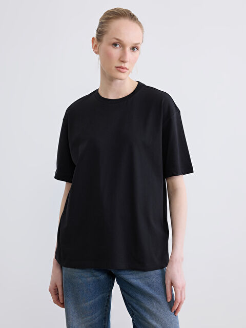 LCW ECO Bisiklet Yaka Oversize Kadın Tişört - S6L443Z8-CVL