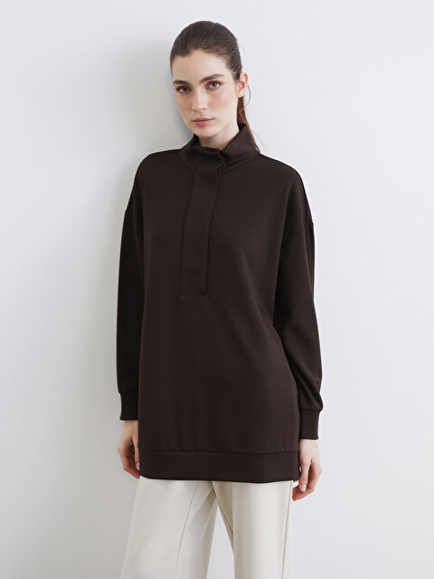 LCW Modest Soft Touch Oversize Kadın Sweatshirt Tunik - S6L448Z8-HDB