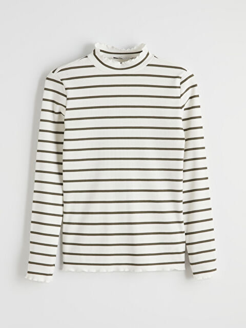 LCW Modest Dik Yaka Çizgili Kadın Body - S6L449Z8-LFT