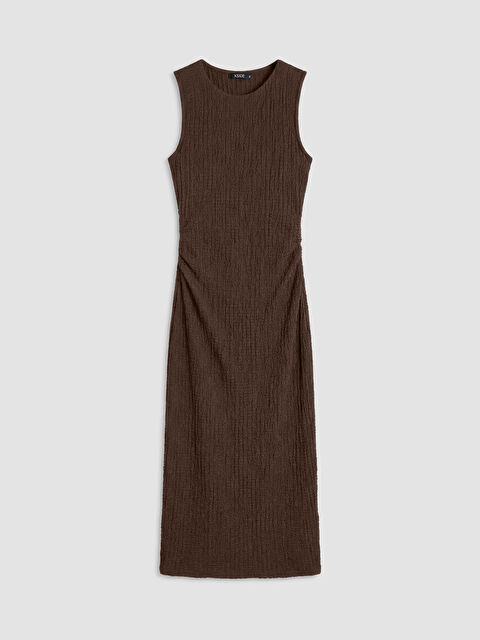 XSIDE Bisiklet Yaka Büzgülü Dokulu Elbise - S6L481Z8-ZP7