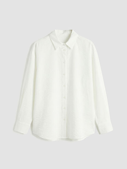 XSIDE Dokulu Oversize Aerobin Kadın Gömlek - S6L495Z8-Q6K