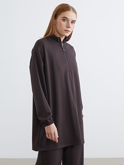 LCW Modest Soft Touch Oversize Kadın Sweatshirt Tunik - S6L509Z8-HMK