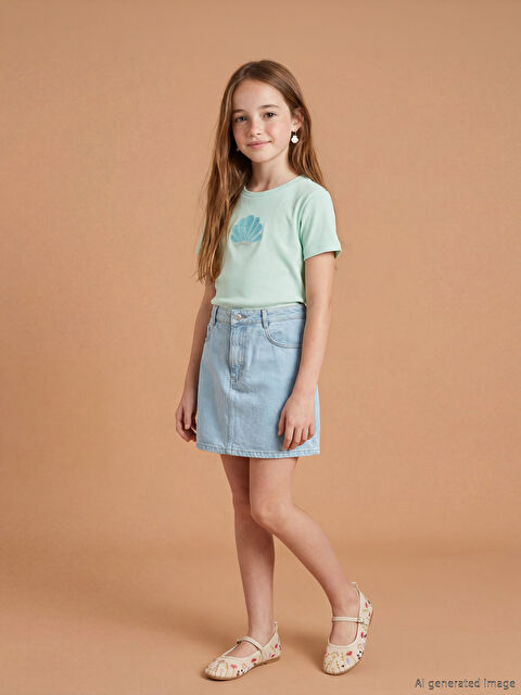 LCW Kids Kız Çocuk Jean Şort Etek