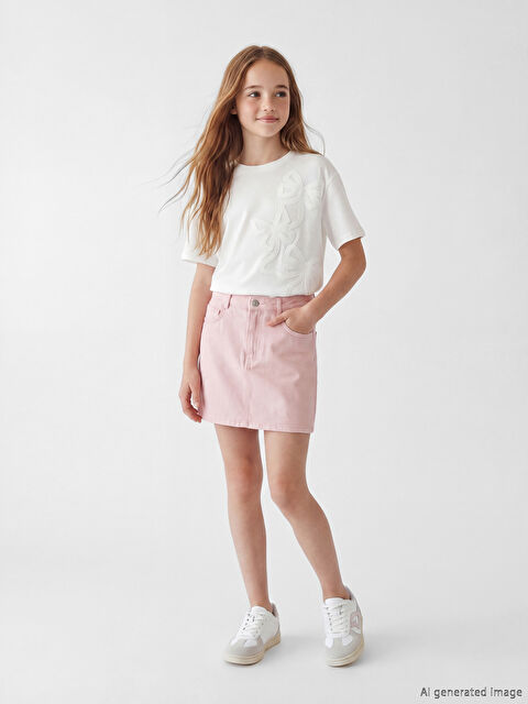 LCW Kids Kız Çocuk Jean Şort Etek