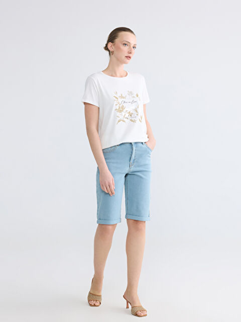 LCWAIKIKI Classic Yüksek Bel Slim Fit Kadın Jean Şort